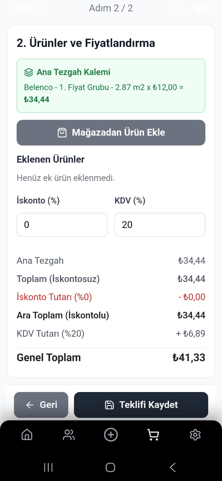 Teklif ve sipariş akışı