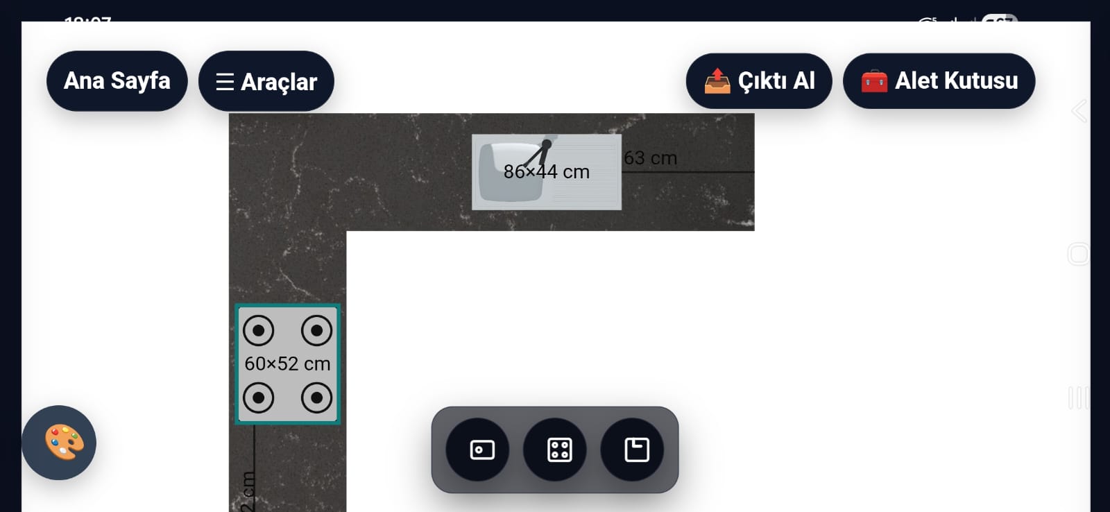 TezgahPro web çizim ekranı yakın plan